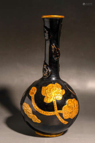 Chinese Ding Kiln Black Glazed Porcelain Bottle