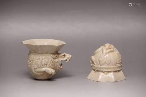 Chinese White Porcelain Animal Head Cup