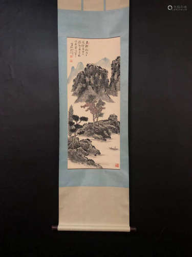 Chinese Huang Binhong'S Landscape Painting On Paper
