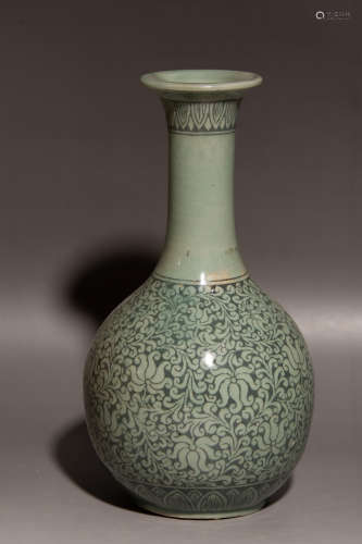 Chinese Pair Of Celadon Porcelain Bottles
