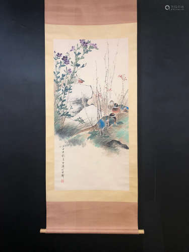 Chinese Wang Xuetao'S Flowers And Birds Painting