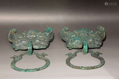 Chinese Pair Of Bronze Collections
