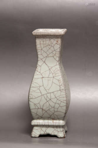 Chinese Guan Kiln Porcelain Square Bottle