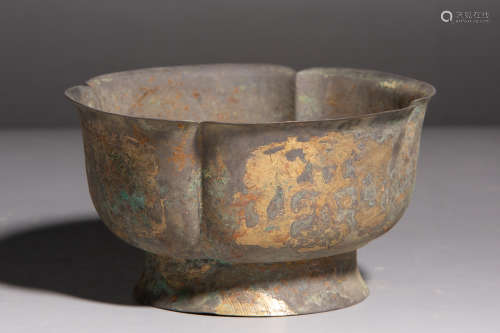 Chinese Silver Gold Gilded Bowl