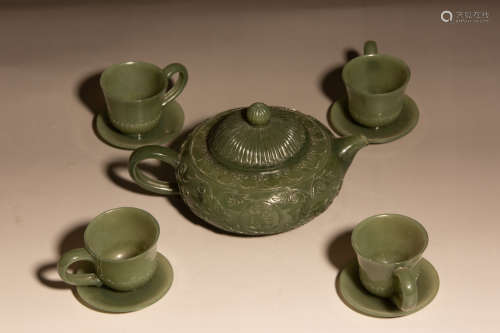 Chinese Set Of Jade Tea Pot Sets