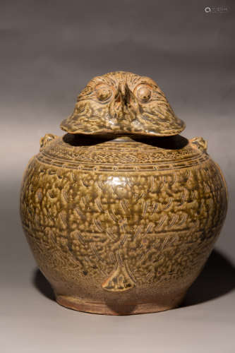Chinese Celadon Porcelain Animal Head Jar