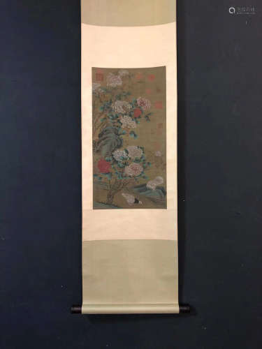 Chinese Cui Bai'S Flowers And Birds Painting