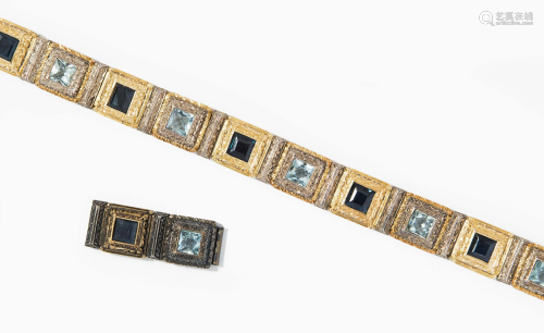 Aquamarin-Saphir-Bracelet