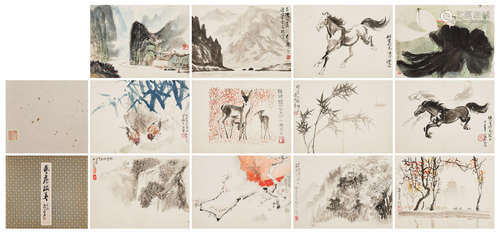 He Haixia (1908-1998), Zhao Wangyun (1906-1977), Lu Hongnian (1914-1989), Li Hua (1907-1994), Wang Wenfang (b. 1938), Fang Jizhong (1923-1987), Pu Quan (1913-1991) ET AL. Landscape, Animals and Flowers