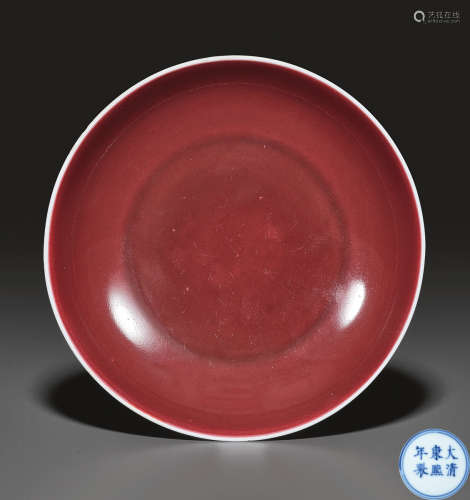 清康熙 霁红釉盘