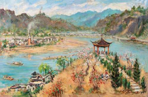 林达川（1912～1985） 1981年作 富春江风光 布面油画