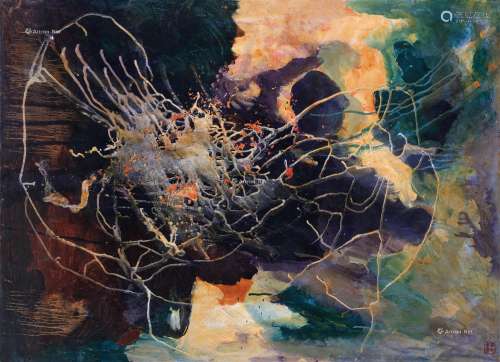 李青萍（1911～2004） 1990年代作 海之灵 纸板油画