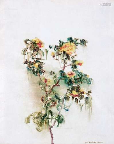 周春芽（B.1955） 2000年作 风中玫瑰 布面油画