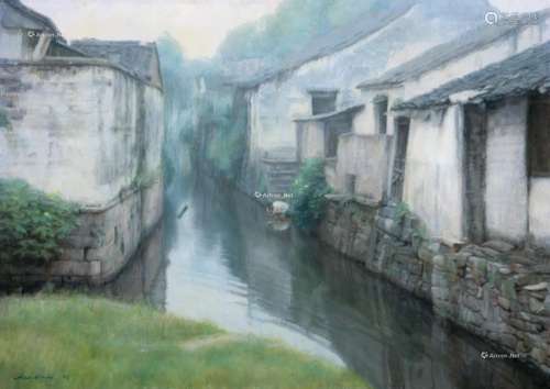 陈逸飞（1946～2005） 1983年作 苏州运河 布面油画