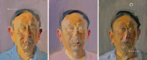 童雁汝南（B.1977） 2019-2020年作 肖像三联作 布面油画
