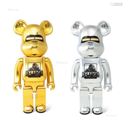 2018年作 BE@RBRICK X 空山基 X X-LARGE 金银套装