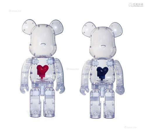 2019年作 BEARBRICK X EU 展会限定 黑红 （一对）