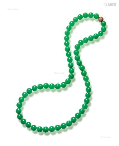 天然翡翠满绿珠链