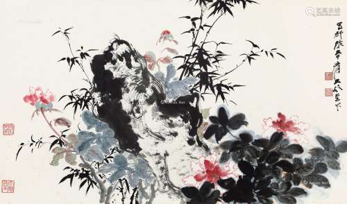 张大千（1899～1983） 花卉 镜心 设色纸本