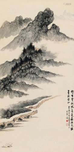 张大千（1899～1983） 秋水无边图 立轴 设色纸本