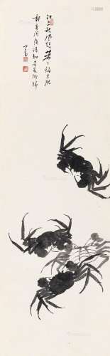 溥儒（1896～1963） 五蟹图 立轴 水墨纸本