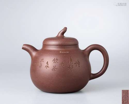 现代 裴石民制茄段紫砂壶
