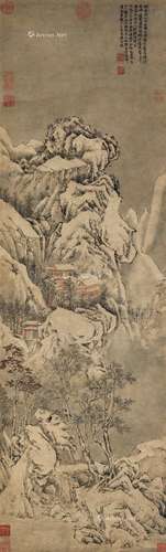 陆治（1496～1576） 关山雪霁  立轴 设色纸本