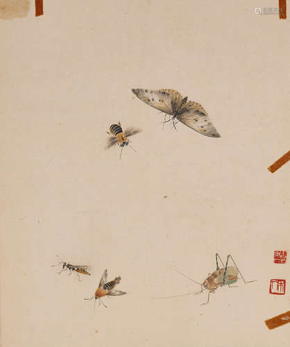 Qi Baishi (1864-1957) Butterfly, Ant, Moth, Cricket and Bee