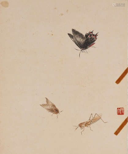 Qi Baishi (1864-1957) Butterfly, Moth and Grasshopper