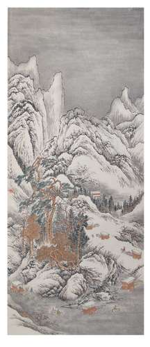 吴镜汀 雪景 纸 轴