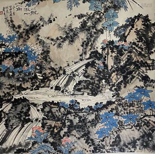 A Chinese Flower And Bird Painting, Pan Tianshou Mark
