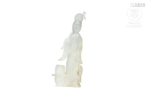 Figura de jade tallado en forma de dama china, ffs.s.XIX - pps.s.XX.