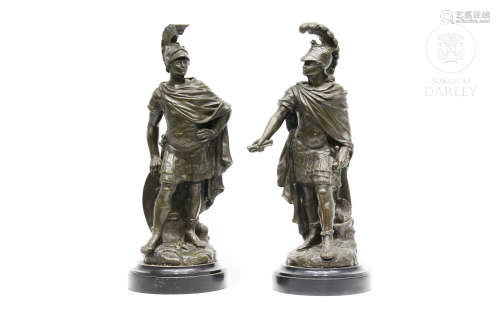 Pareja de legionarios romanos de bronce, pps.s.XX
