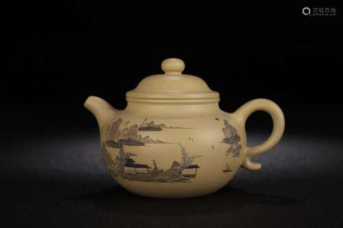 A Zisha Landscape Poetry Teapot