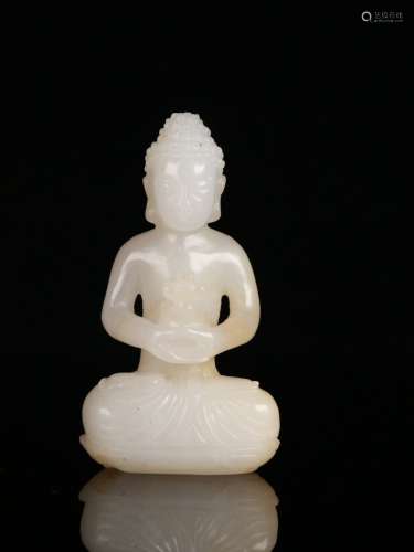 A Hetian Jade  Gautama Buddha  Statue