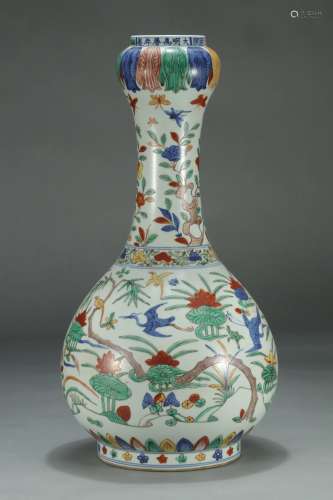 A Dou Cai Landscape Garlic Vase