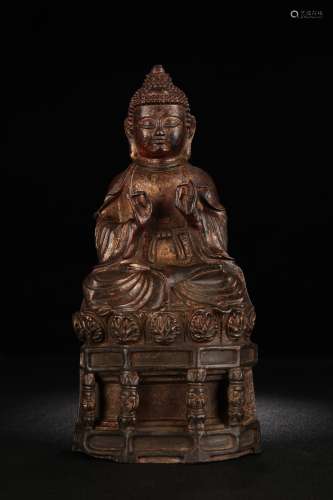 A Gilding Bronze Gautama Buddha Statue