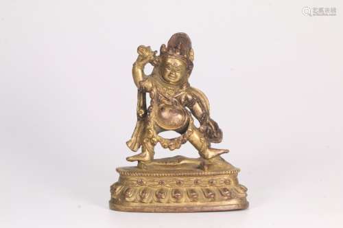 A Gilding Bronze Statue of Mahakala with Two Arms Statue
