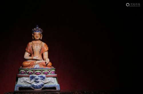 A Famille Rose Buddha Seated Statue