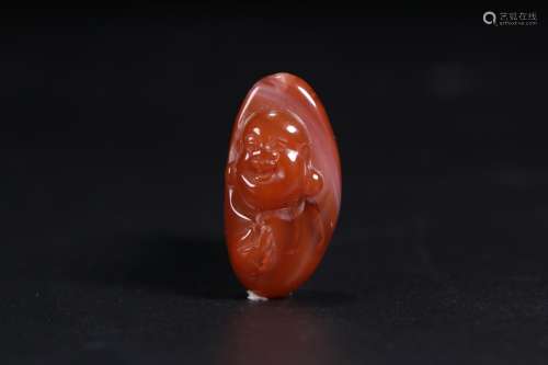 A Red Agate Maitreya Carving
