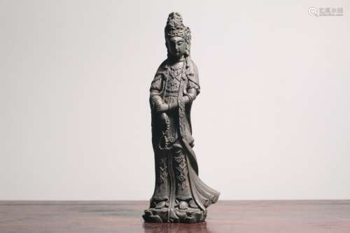 A Blackstone Guanyin Standing Statue