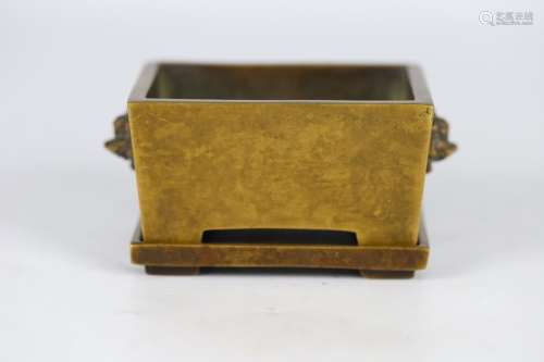 A Square Bronze Censer