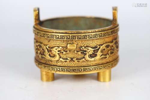 A Gilt Bronze Censer, Xuande Mark