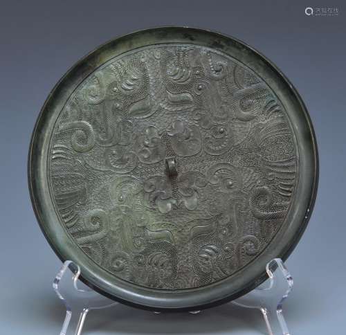 A Bronze Ware Beast Pattern Mirror