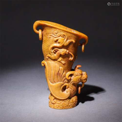 A Tianhuang Stone Dragon Carving Jue Cup