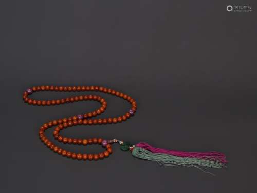 A Chinese Amber 108-Bead Rosary