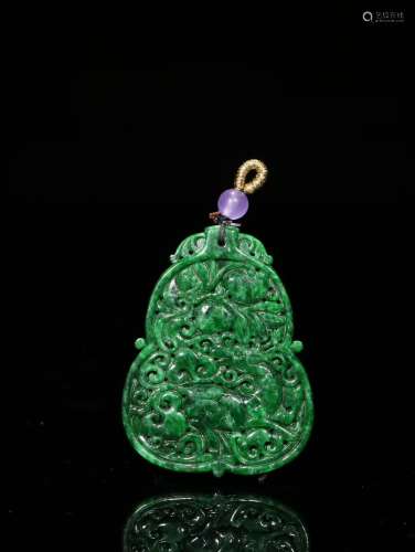 A Chinese Jadeite Auspicious Carved Pendant