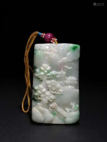 A Chinese Jadeite Landscape Carved Pendant