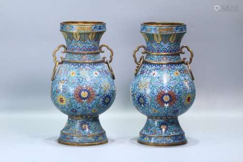 Pair Of Chinese Cloisonne Vases