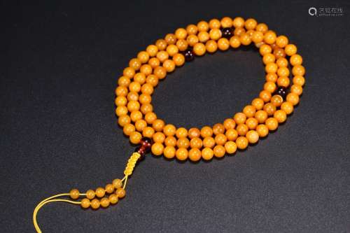 A Chinese Amber 108-Bead Rosary